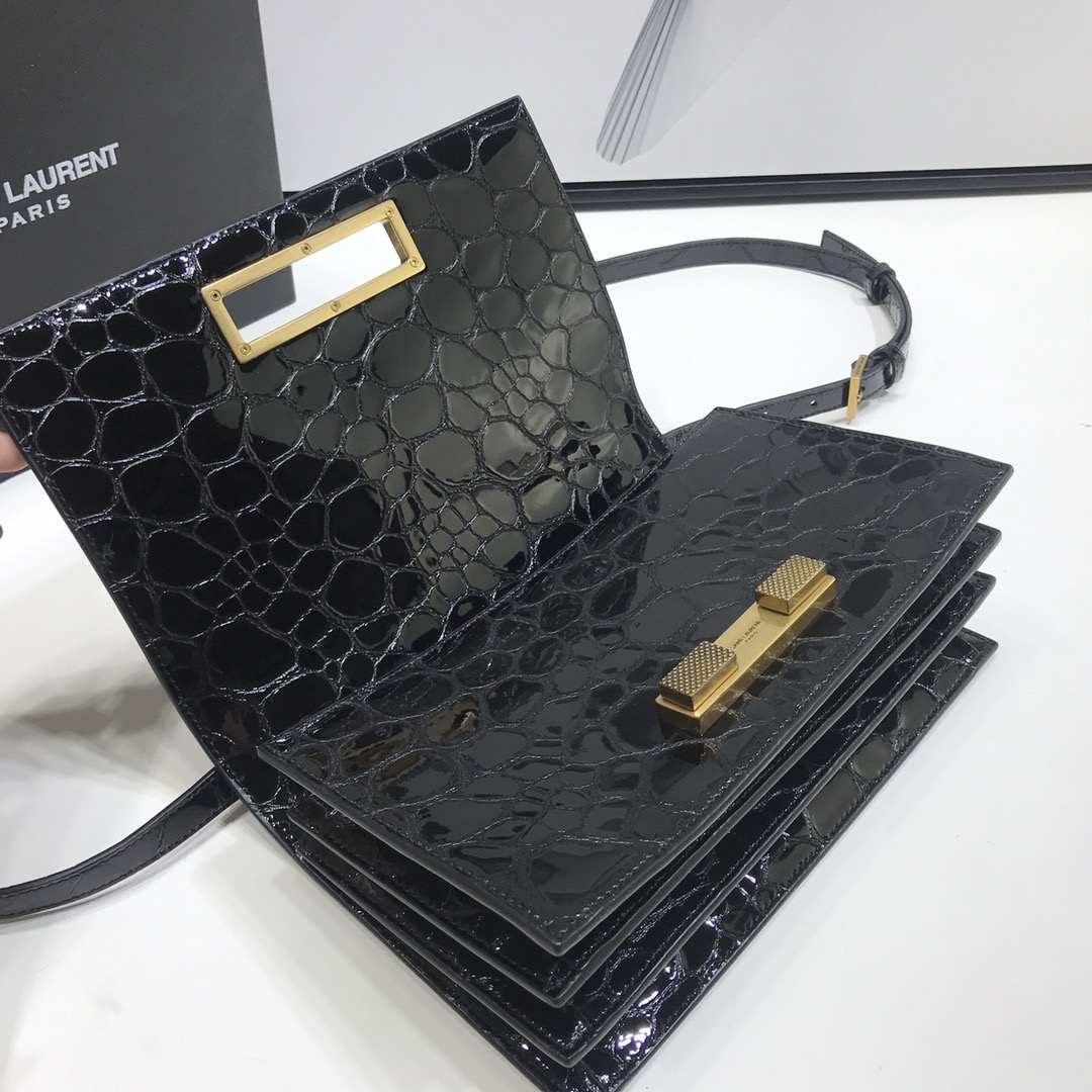 Saint Laurent Cassandra Small Crossbody Bag With Stone Print Black For Women 7.4in/19cm YSL