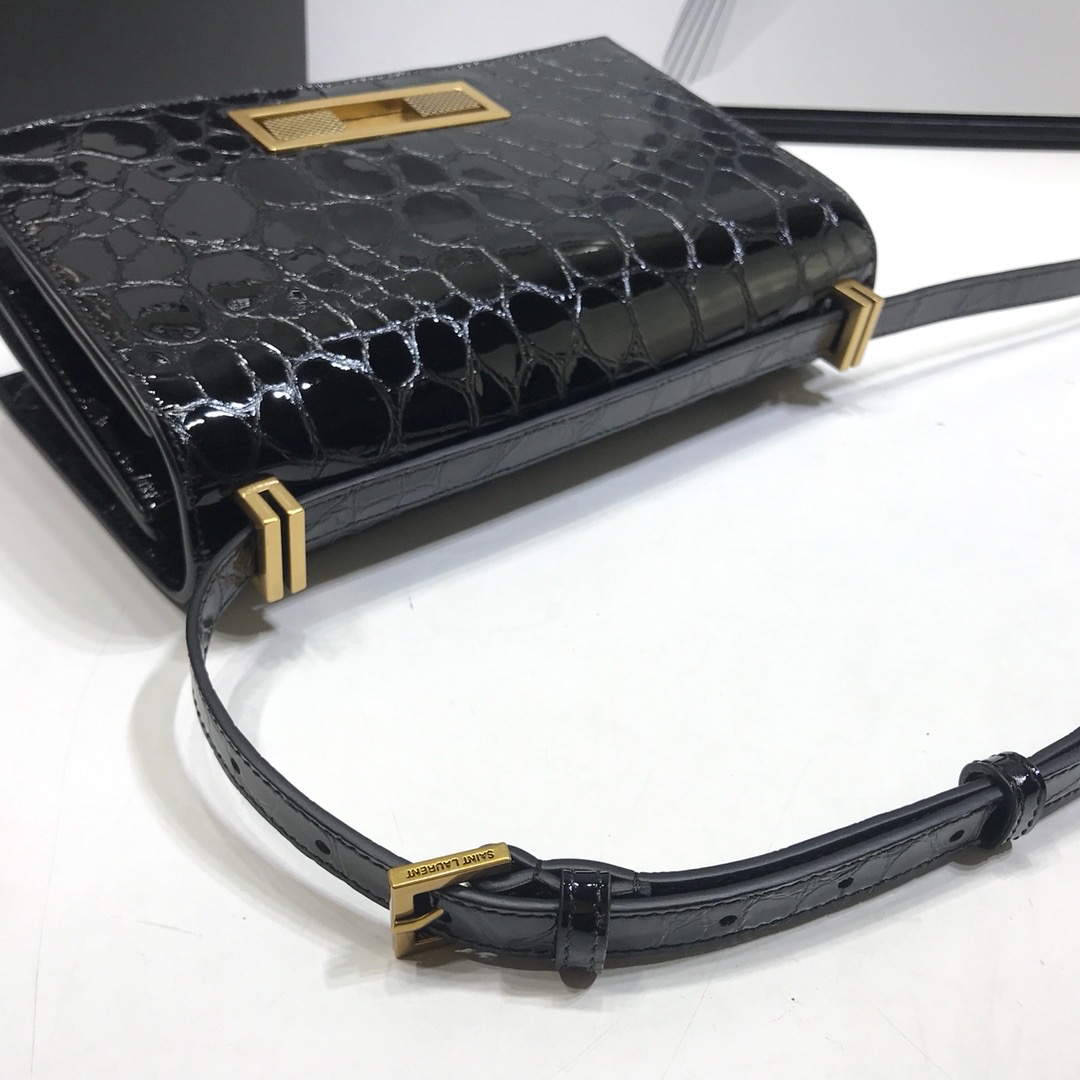 Saint Laurent Cassandra Small Crossbody Bag With Stone Print Black For Women 7.4in/19cm YSL