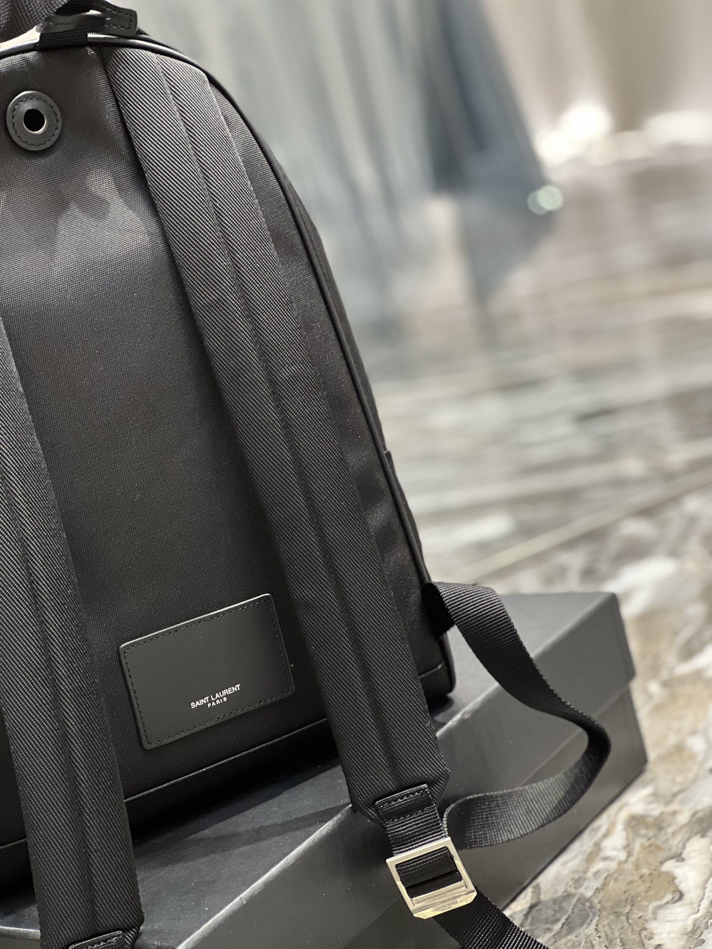 Saint Laurent City Backpack In Canvas Unisex For Women 13.8in/35cm Black YSL