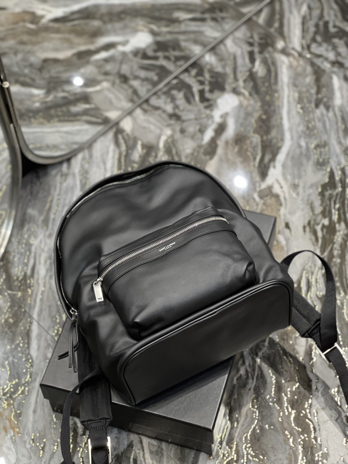Saint Laurent City Backpack In Unisex For Women 13.8in/35cm Black YSL