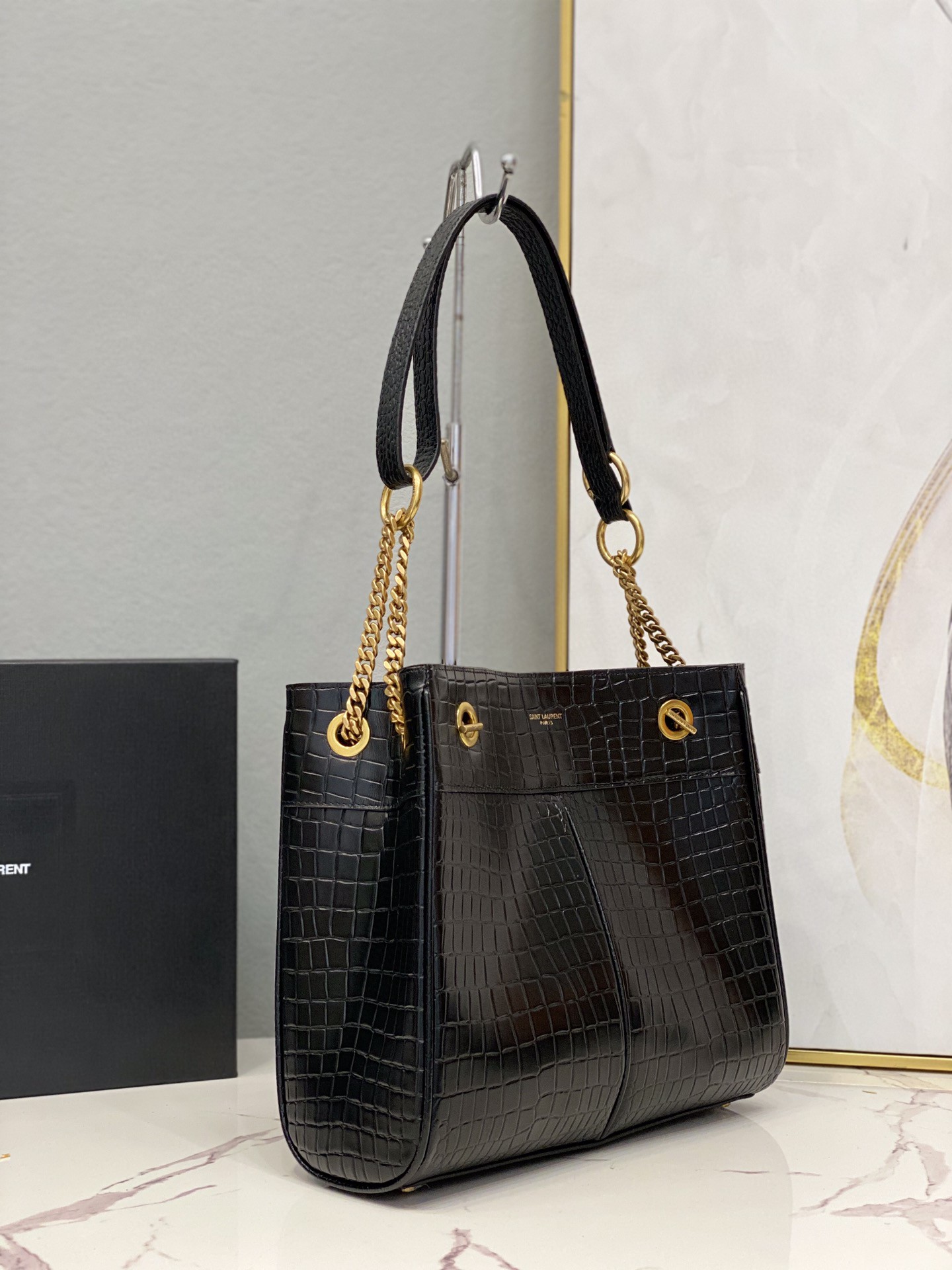 Saint Laurent Claude-Effect Tote Bag Black For Women 11in/28cm YSL 64028116J0W