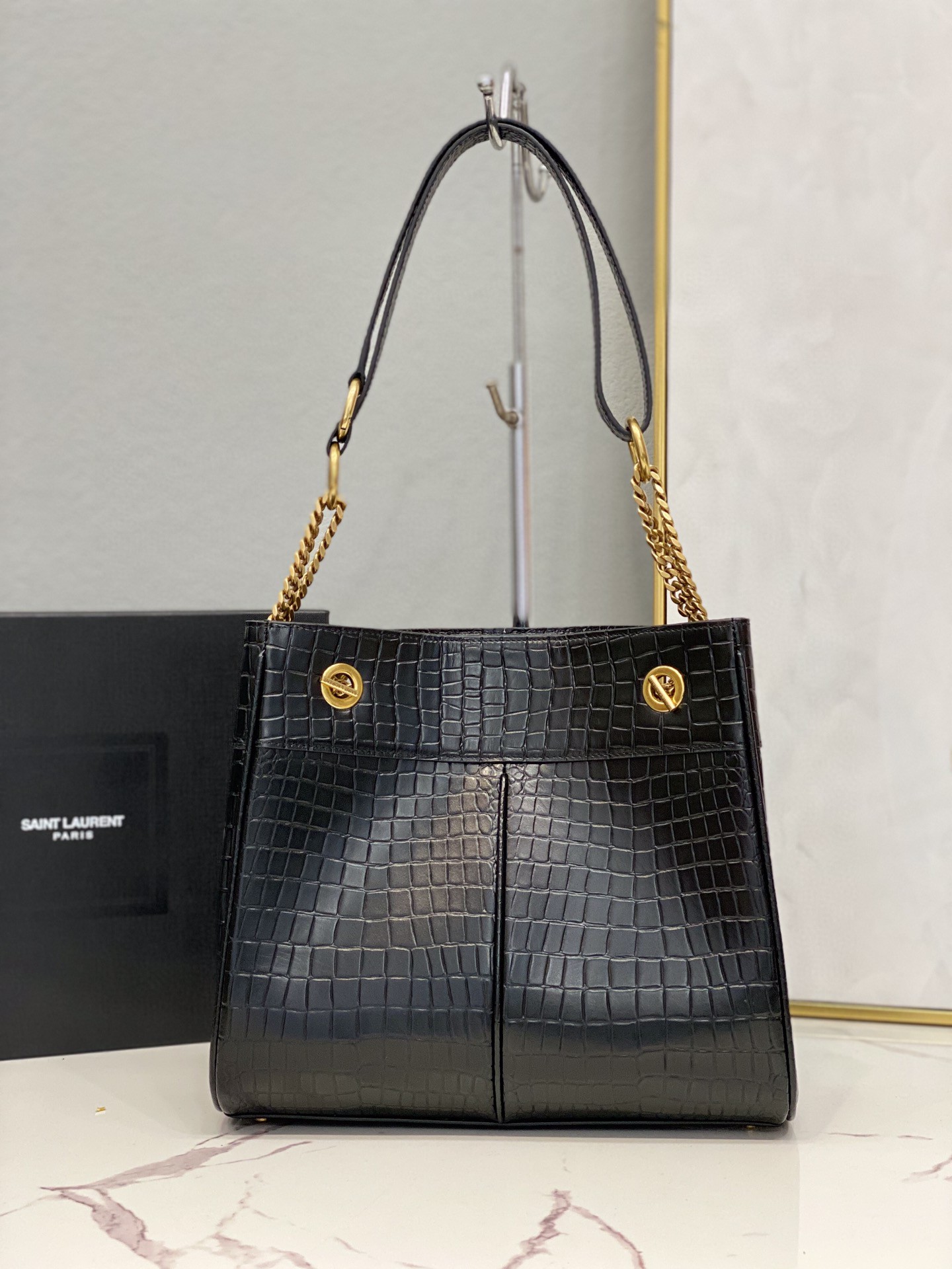 Saint Laurent Claude-Effect Tote Bag Black For Women 11in/28cm YSL 64028116J0W