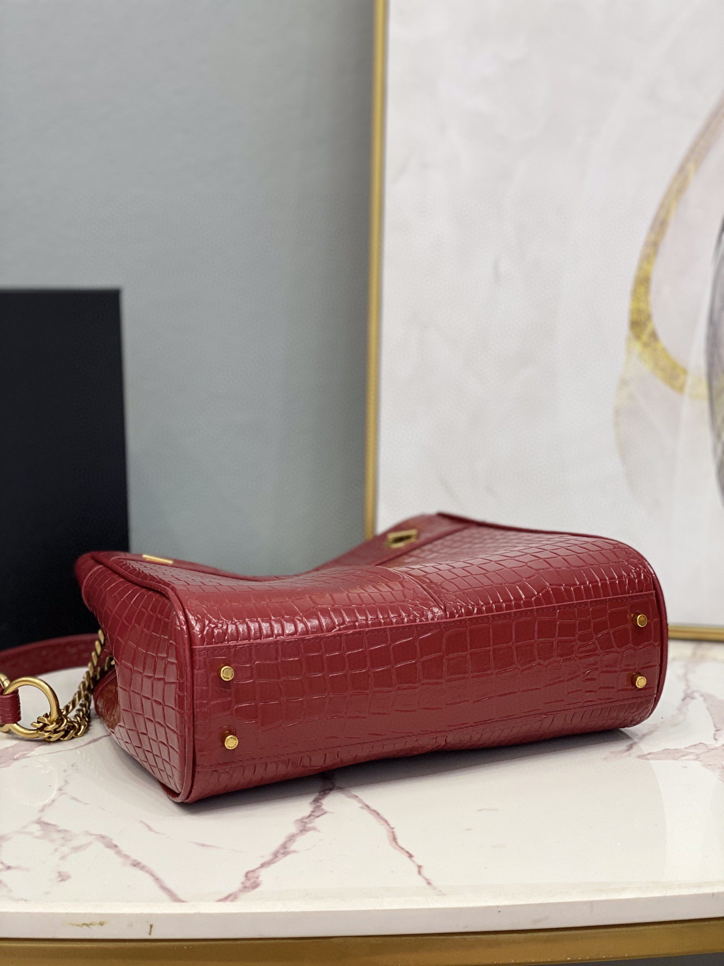 Saint Laurent Claude-Effect Tote Bag Red For Women 11in/28cm YSL 64028116J0W