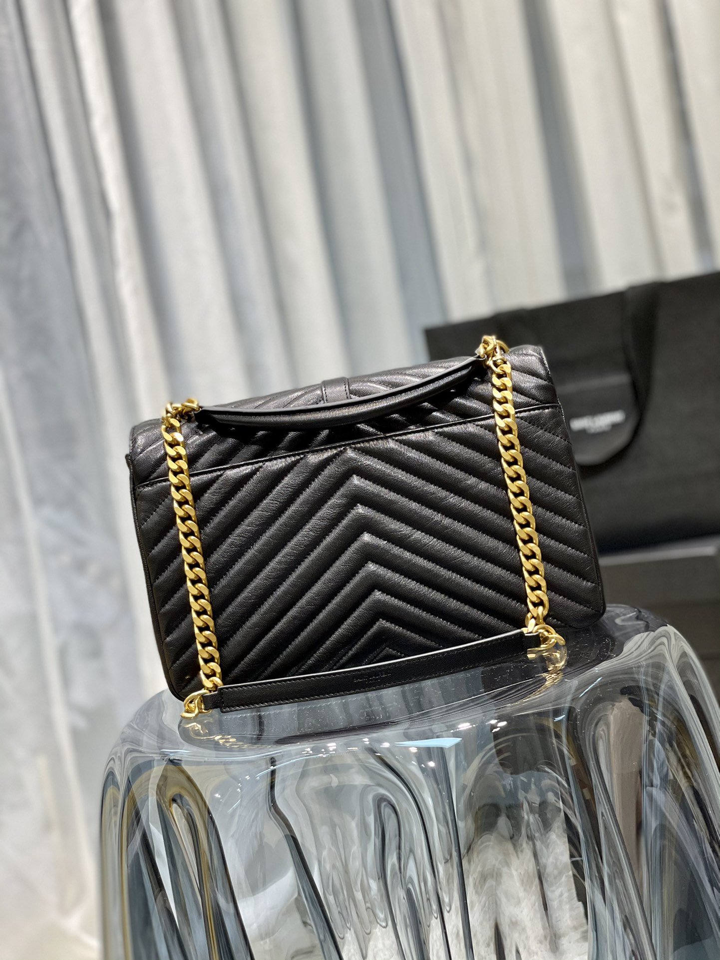 Saint Laurent College Large Chain Bag Black With Gold Hardware For Women 12.6in/32cm YSL 600278BR