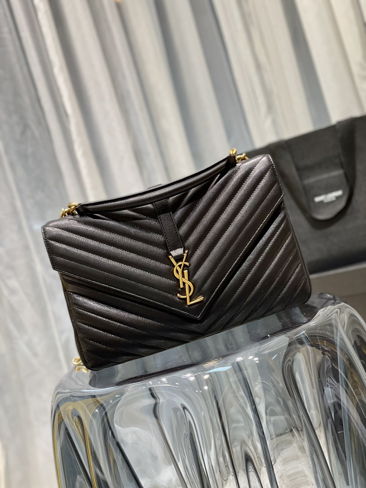 Saint Laurent College Large Chain Bag Black With Gold Hardware For Women 12.6in/32cm YSL 600278BR