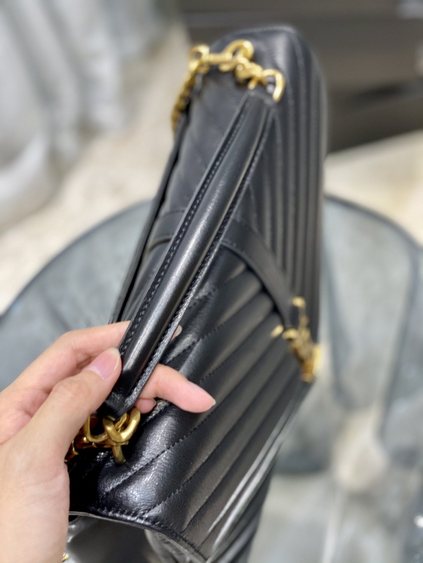 Saint Laurent College Large Chain Bag Black With Gold Hardware For Women 12.6in/32cm YSL 600278BR