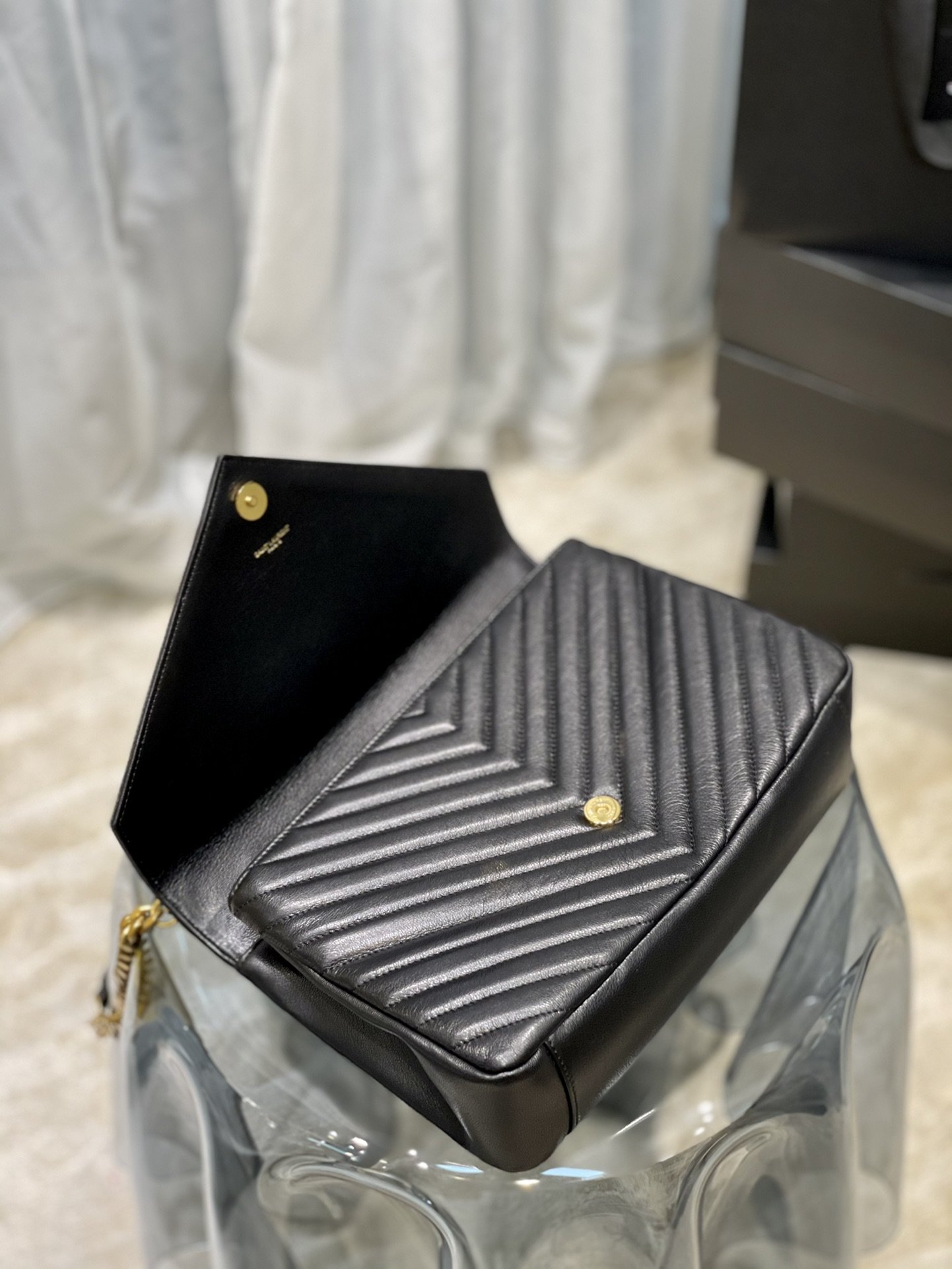 Saint Laurent College Large Chain Bag Black With Gold Hardware For Women 12.6in/32cm YSL 600278BR