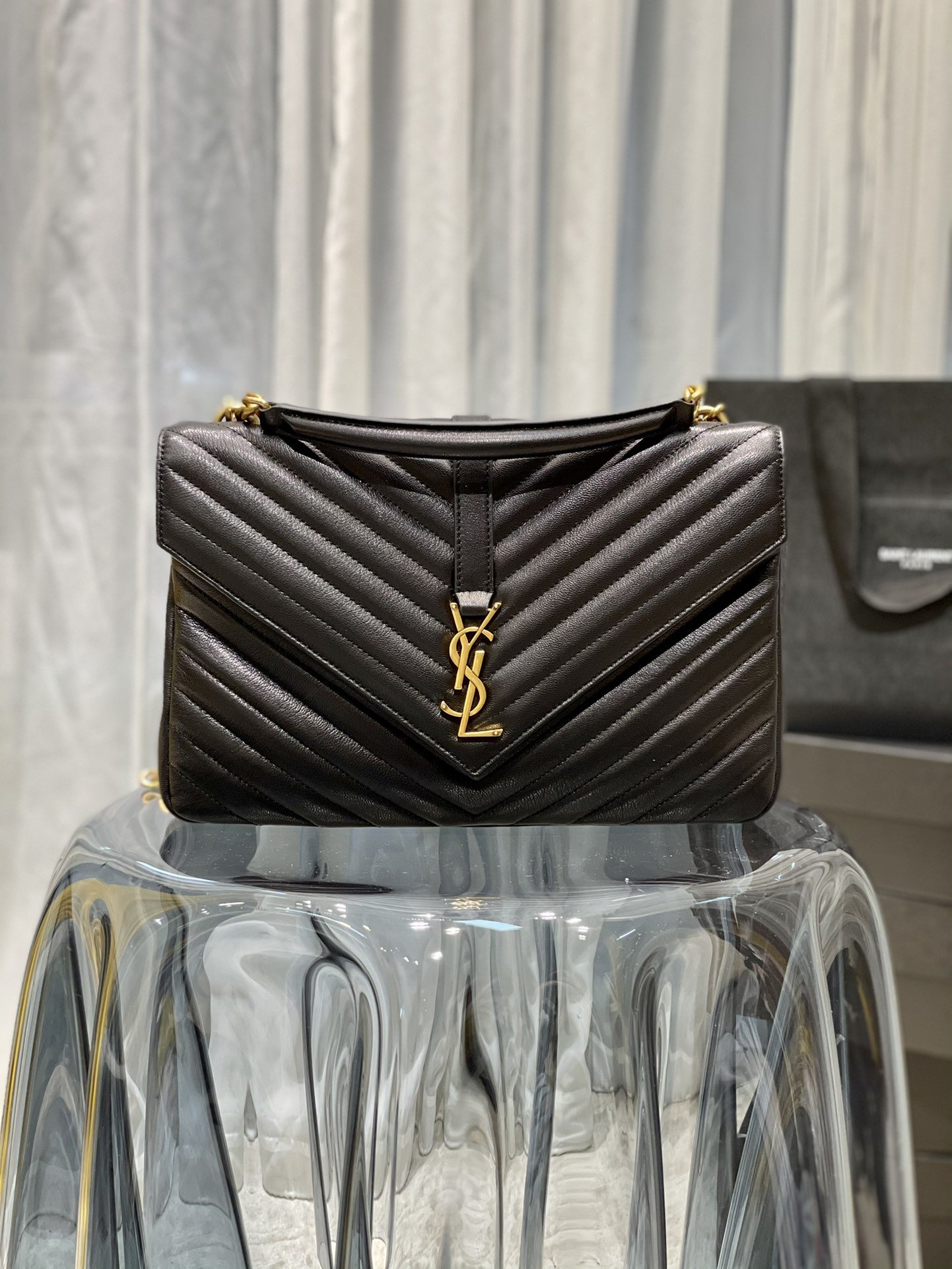 Saint Laurent College Large Chain Bag Black With Gold Hardware For Women 12.6in/32cm YSL 600278BR