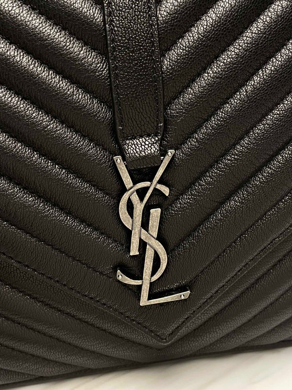 Saint Laurent College Large Chain Bag Black With Silver Toned Hardware For Women 12.6in/32cm YSL 600278BR