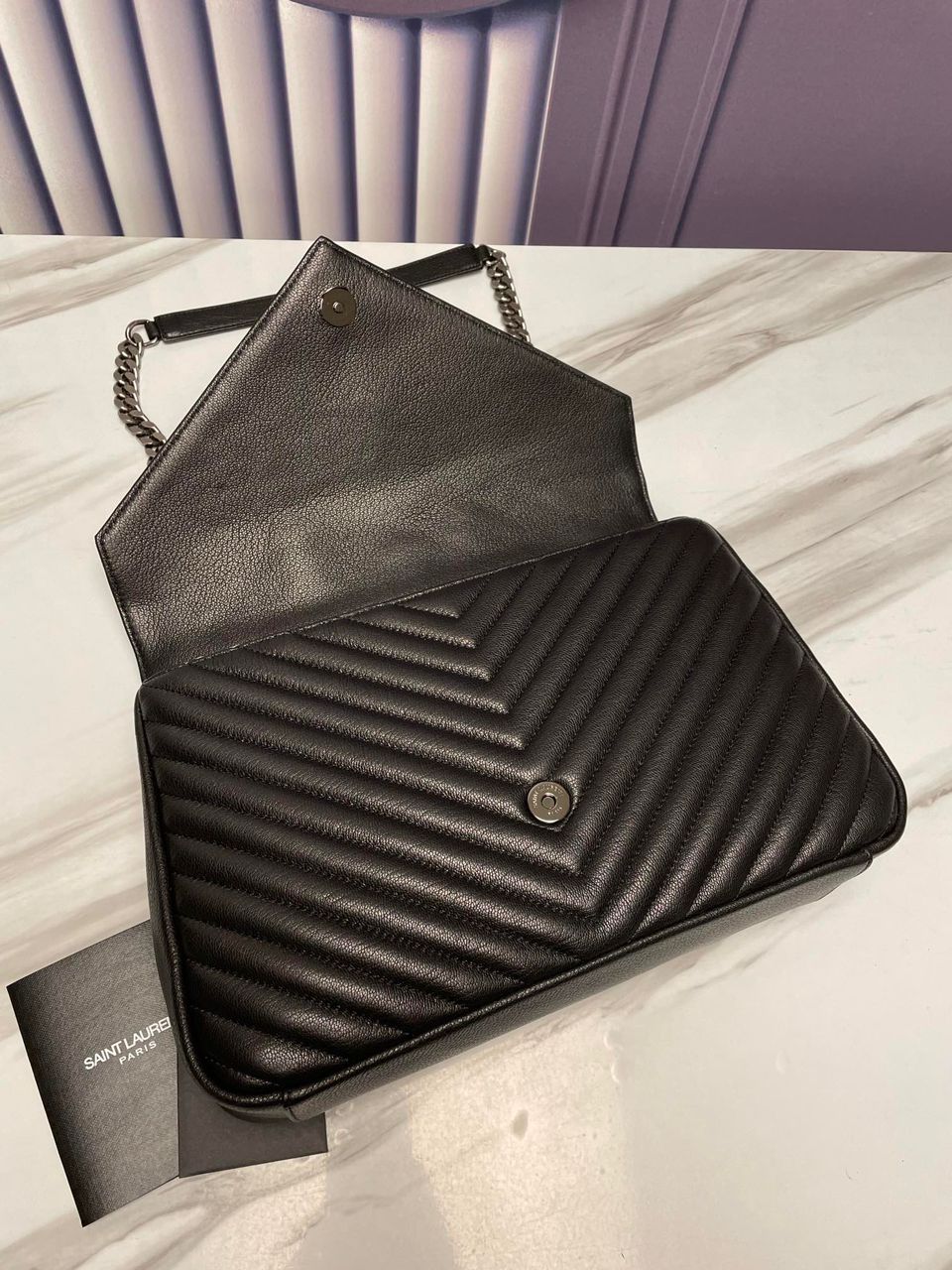 Saint Laurent College Large Chain Bag Black With Silver Toned Hardware For Women 12.6in/32cm YSL 600278BR