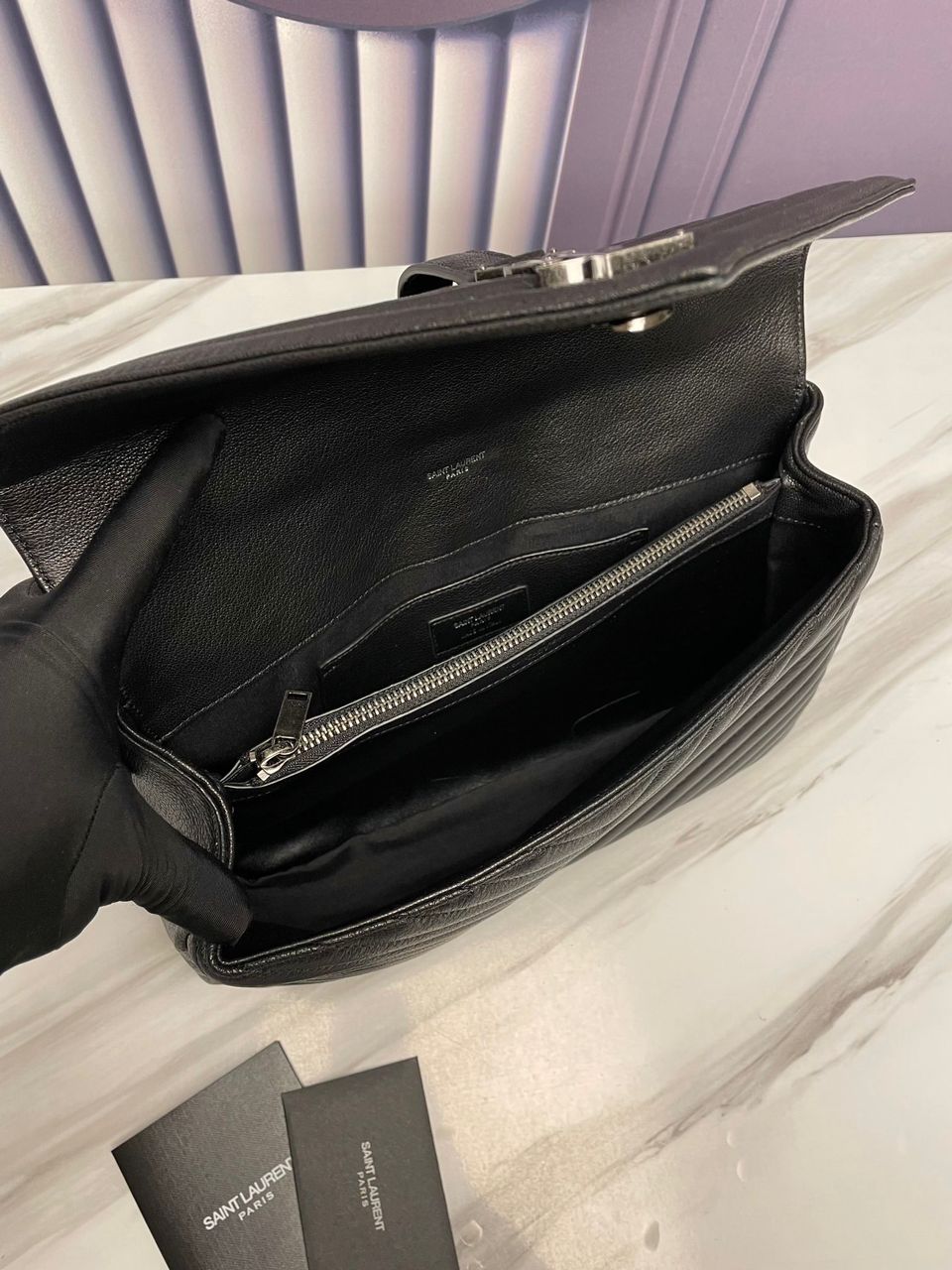 Saint Laurent College Large Chain Bag Black With Silver Toned Hardware For Women 12.6in/32cm YSL 600278BR
