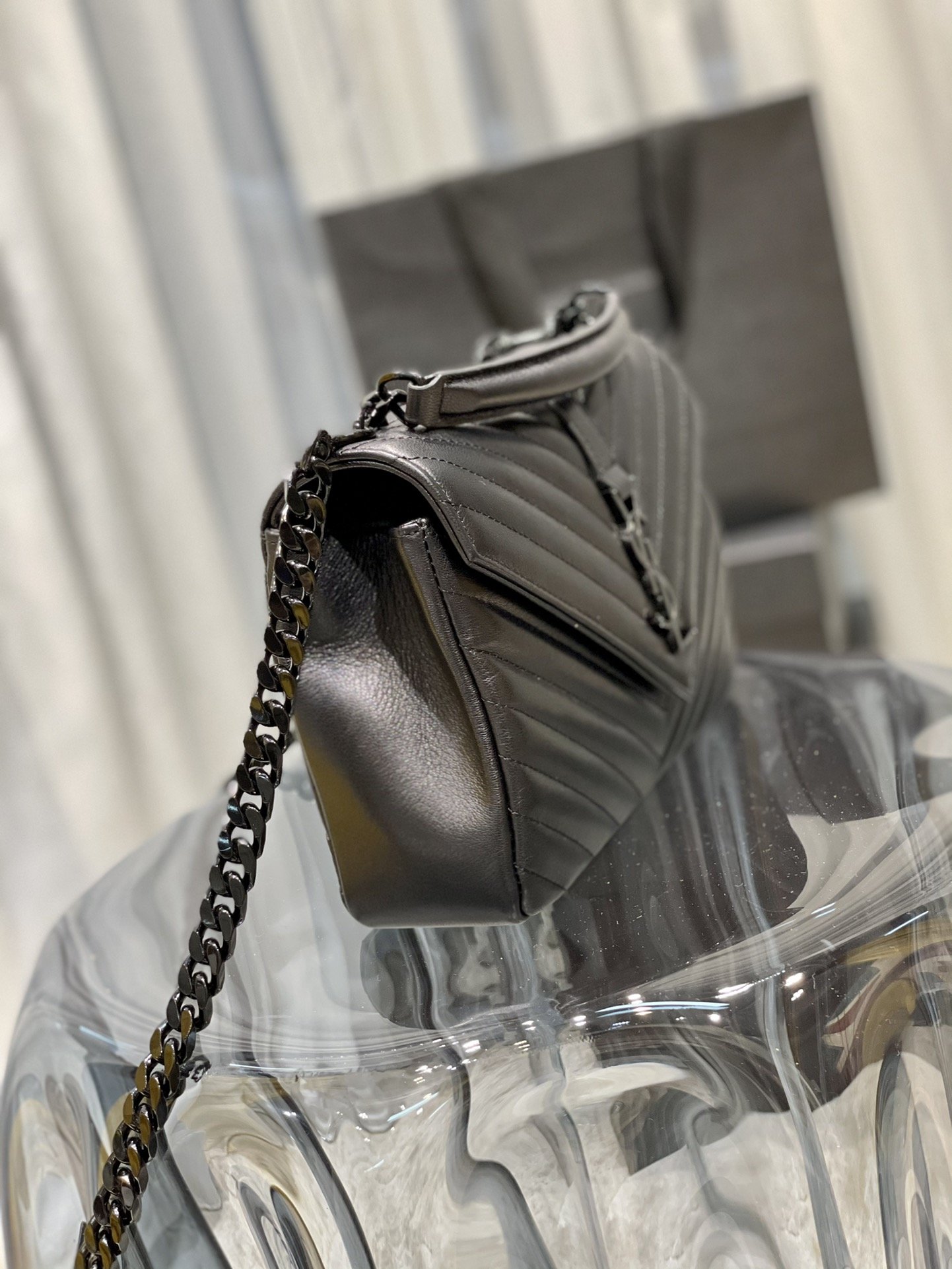 Saint Laurent College Medium Chain Bag Black Metal Toned Hardware For Women 9.4in/24cm YSL 600279BR