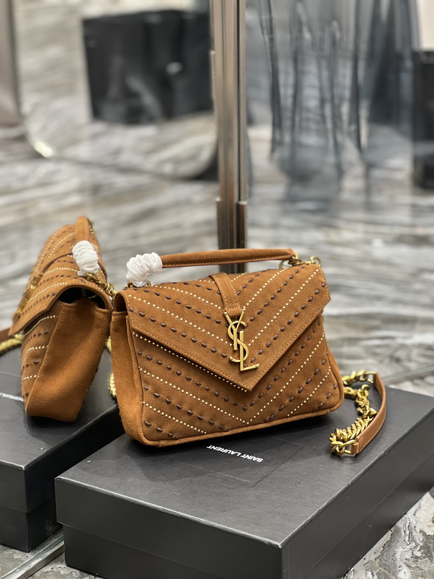 Saint Laurent College Medium Shoulder Bag Brown For Women, Women’s Bags 9.4in/24cm YSL