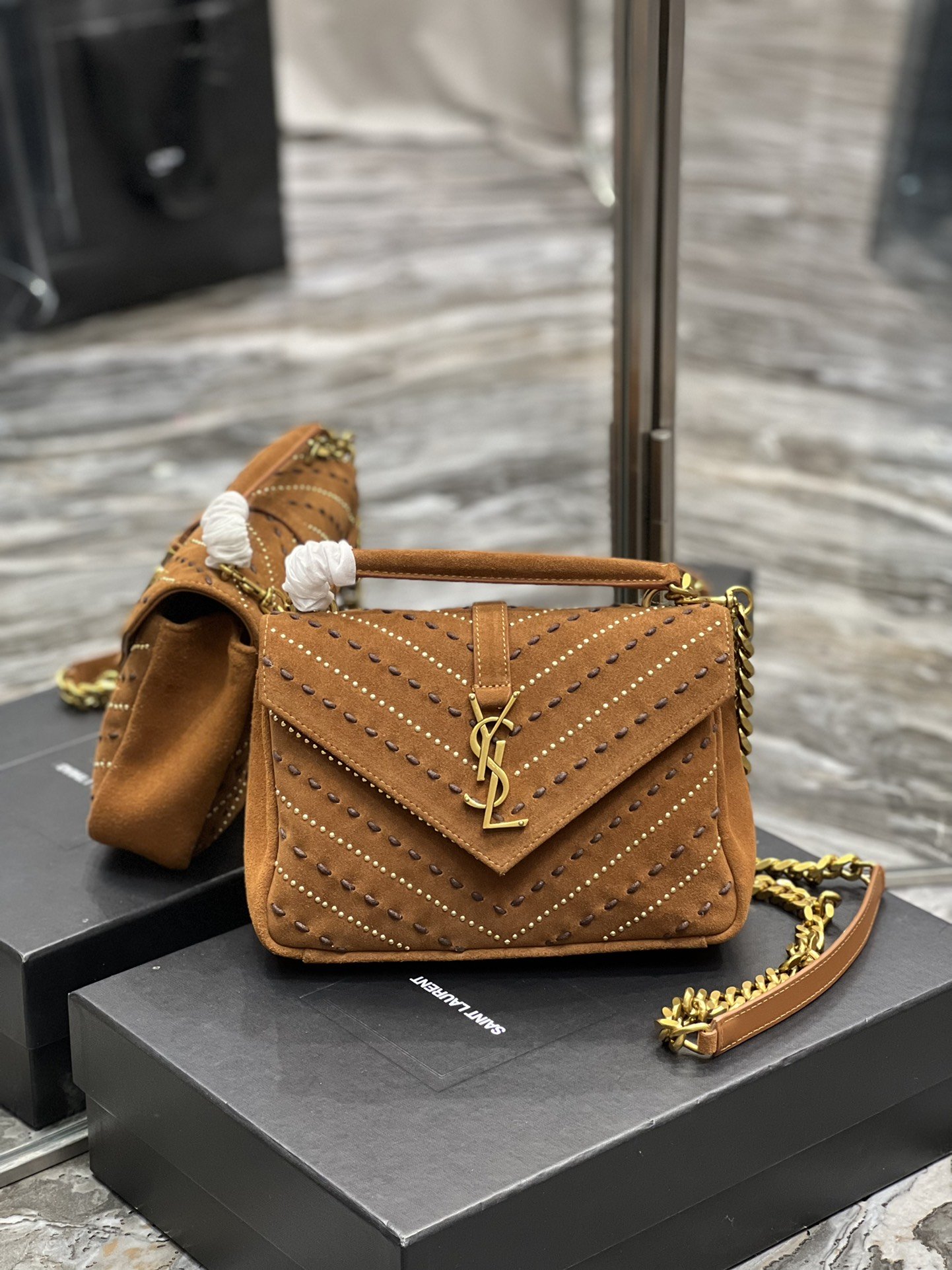 Saint Laurent College Medium Shoulder Bag Brown For Women, Women’s Bags 9.4in/24cm YSL