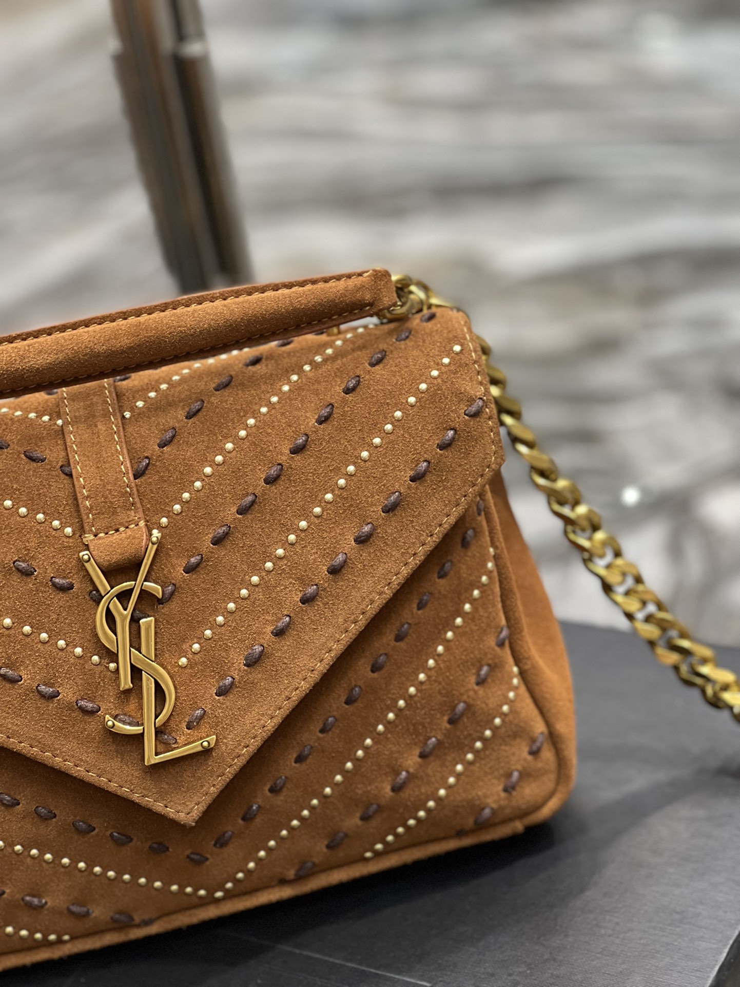 Saint Laurent College Medium Shoulder Bag Brown For Women, Women’s Bags 9.4in/24cm YSL