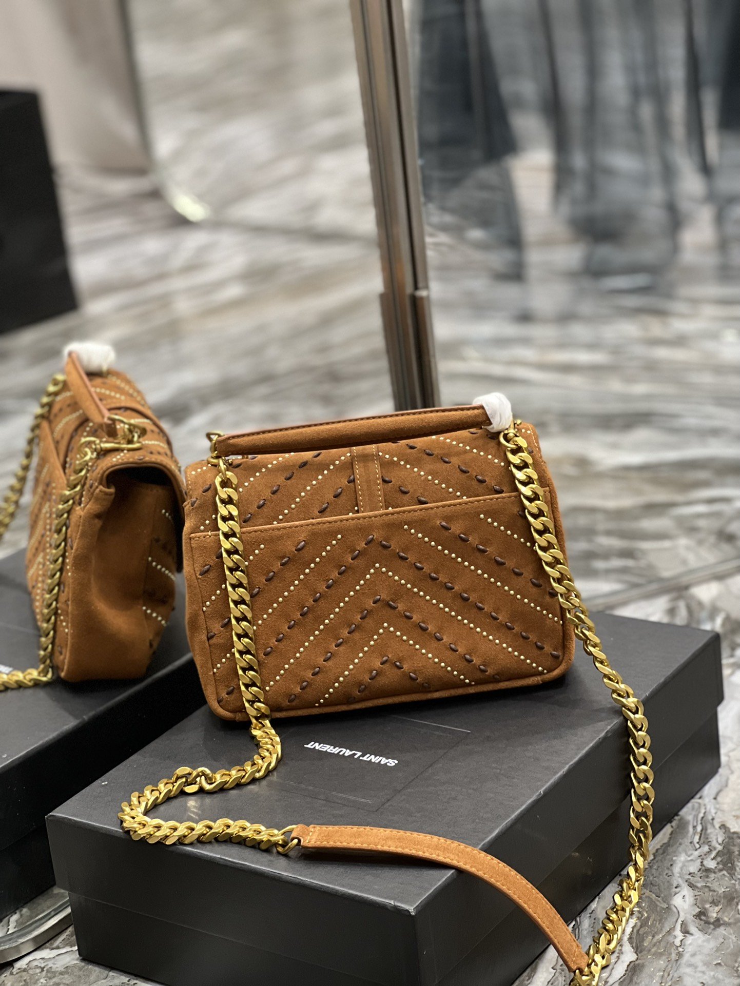 Saint Laurent College Medium Shoulder Bag Brown For Women, Women’s Bags 9.4in/24cm YSL