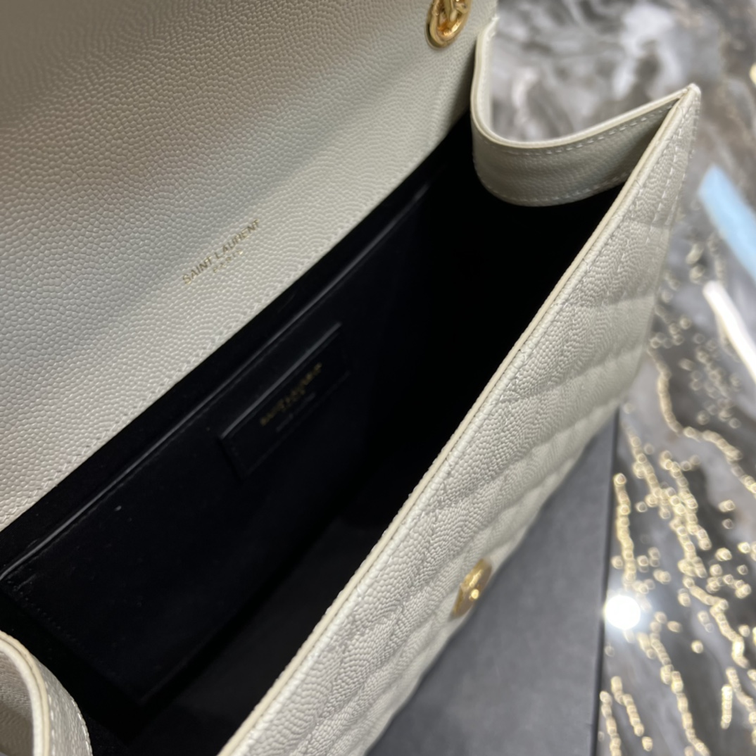 Saint Laurent Envelope Medium Chain Bag White For Women, Women’s Bags 9.4in/24cm YSL