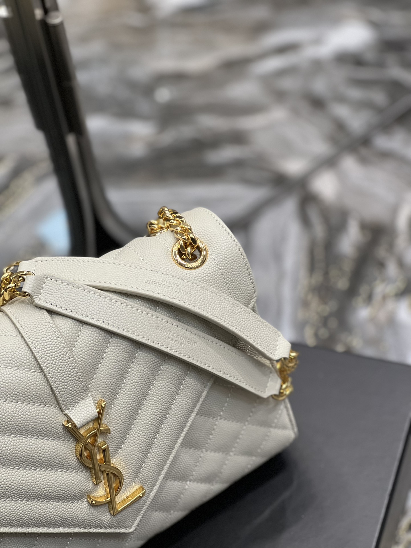 Saint Laurent Envelope Medium Chain Bag White For Women, Women’s Bags 9.4in/24cm YSL