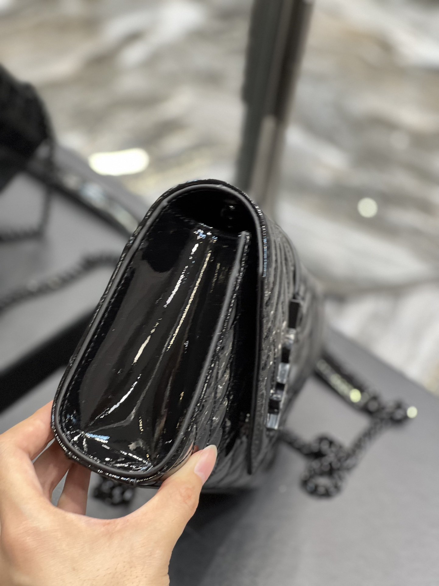 Saint Laurent Envelope Small Bag Black In Mix Matelassé Grain De Poudre Embossed Material For Women 8.2in/21cm YSL