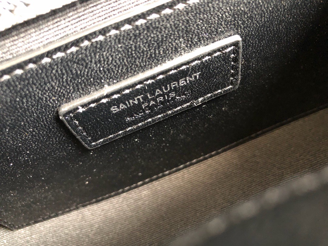 Saint Laurent Envelope Small Bag In Mix Matelassé Grain De Poudre Black For Women 8.2in/21cm YSL