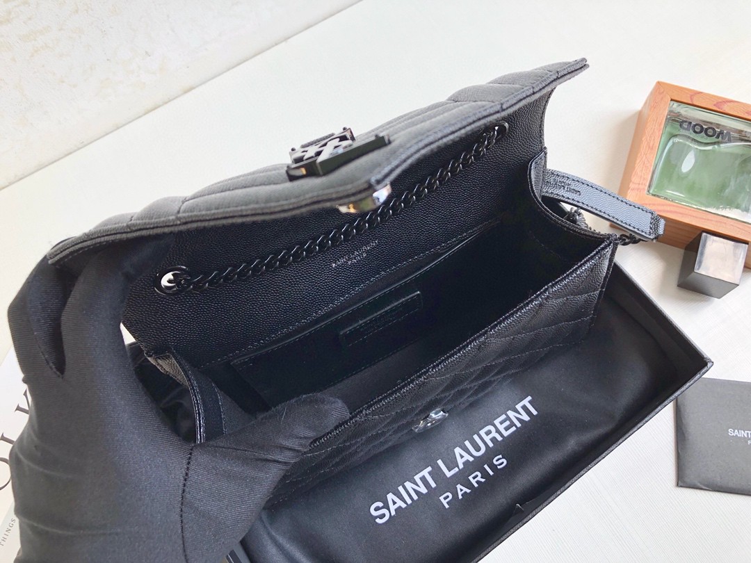 Saint Laurent Envelope Small Bag In Mix Matelassé Grain De Poudre Black For Women 8.2in/21cm YSL