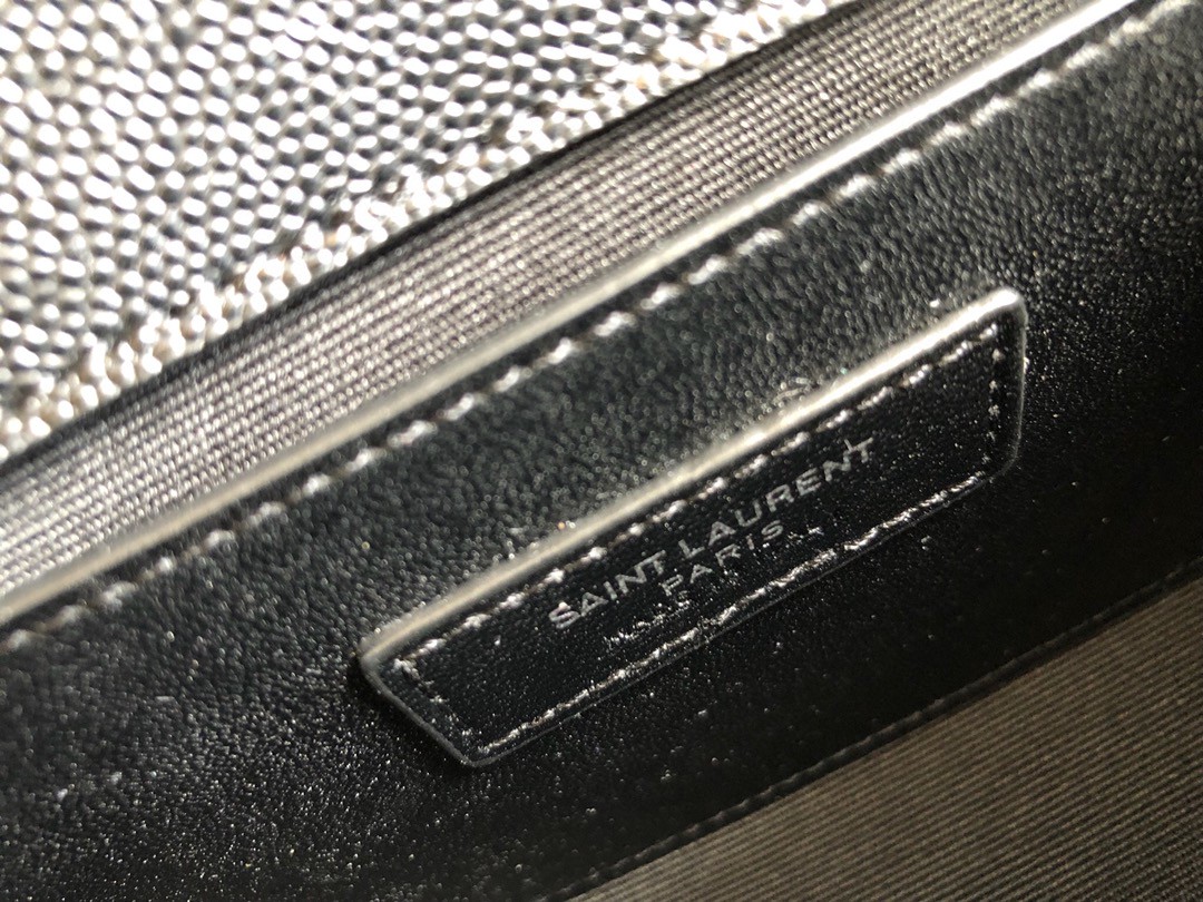 Saint Laurent Envelope Small Bag In Mix Matelassé Grain De Poudre Black For Women 8.2in/21cm YSL