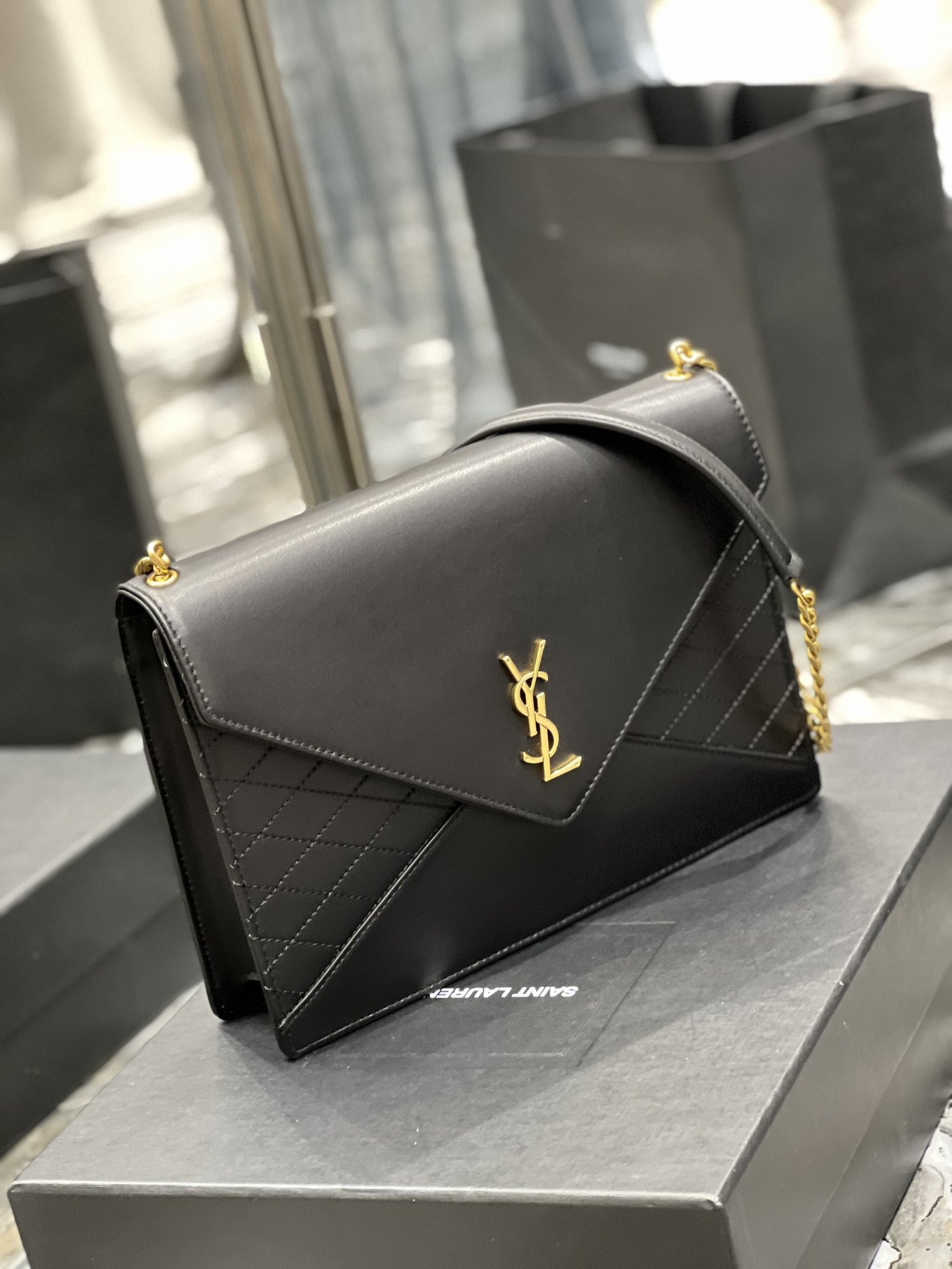 Saint Laurent Gaby Chain Bag Black With Gold Hardware For Women 10.4in/27cm YSL 6688641EL071000