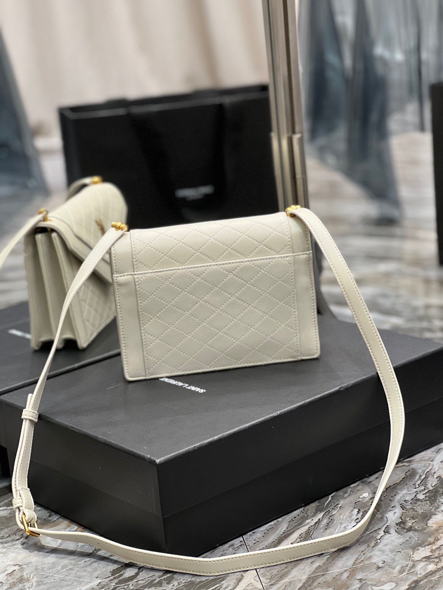 Saint Laurent Gaby Mini Satchel White For Women, Women’s Bags 7.9in/20cm YSL 6855741EL079207