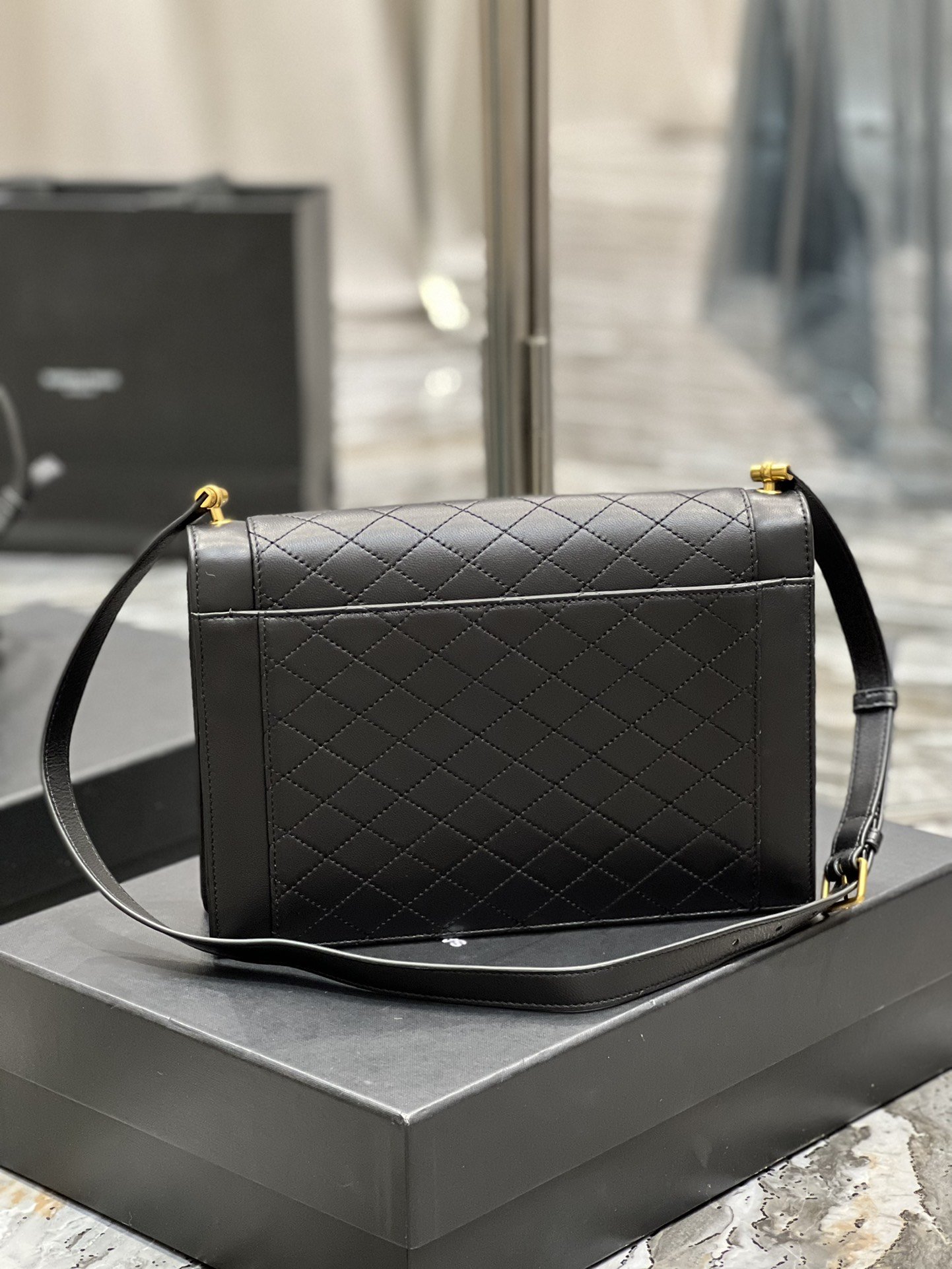 Saint Laurent Gaby Satchel Bag In Black With Gold Toned Hardware For Women 10.2in/26cm 6688631EL071000