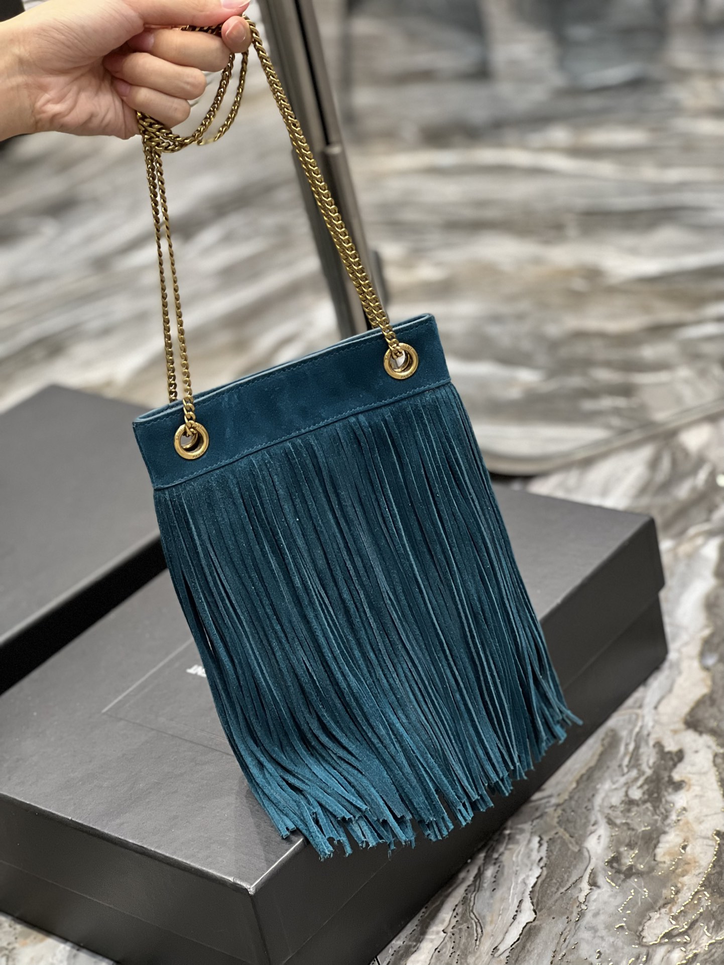 Saint Laurent Grace Ladies Tassel Blue For Women, Women’s Bags 8.3in/21cm YSL