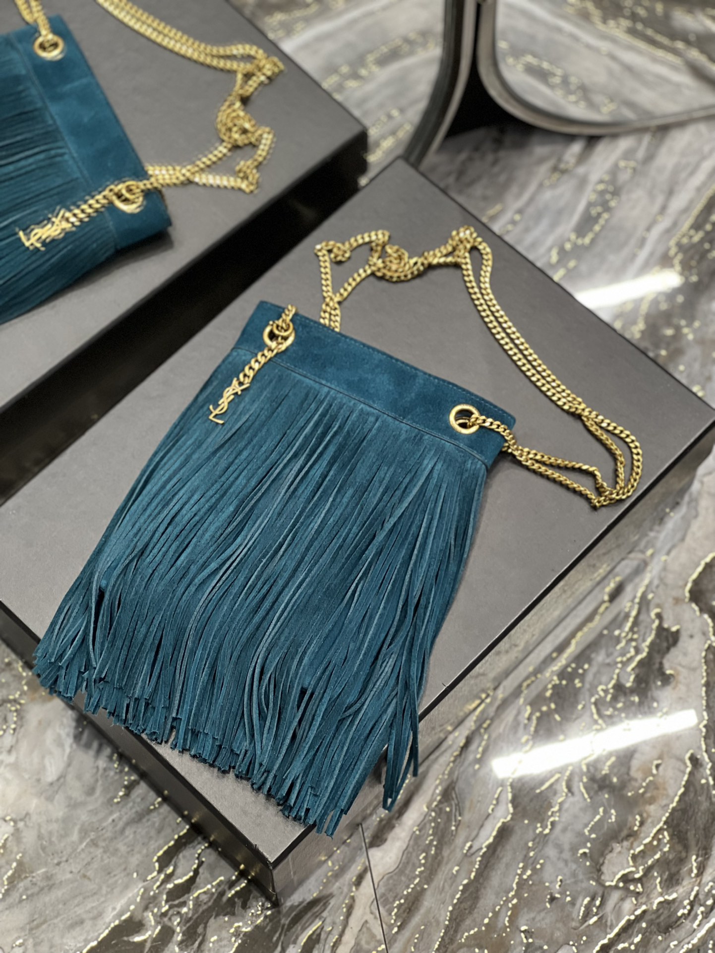 Saint Laurent Grace Ladies Tassel Blue For Women, Women’s Bags 8.3in/21cm YSL