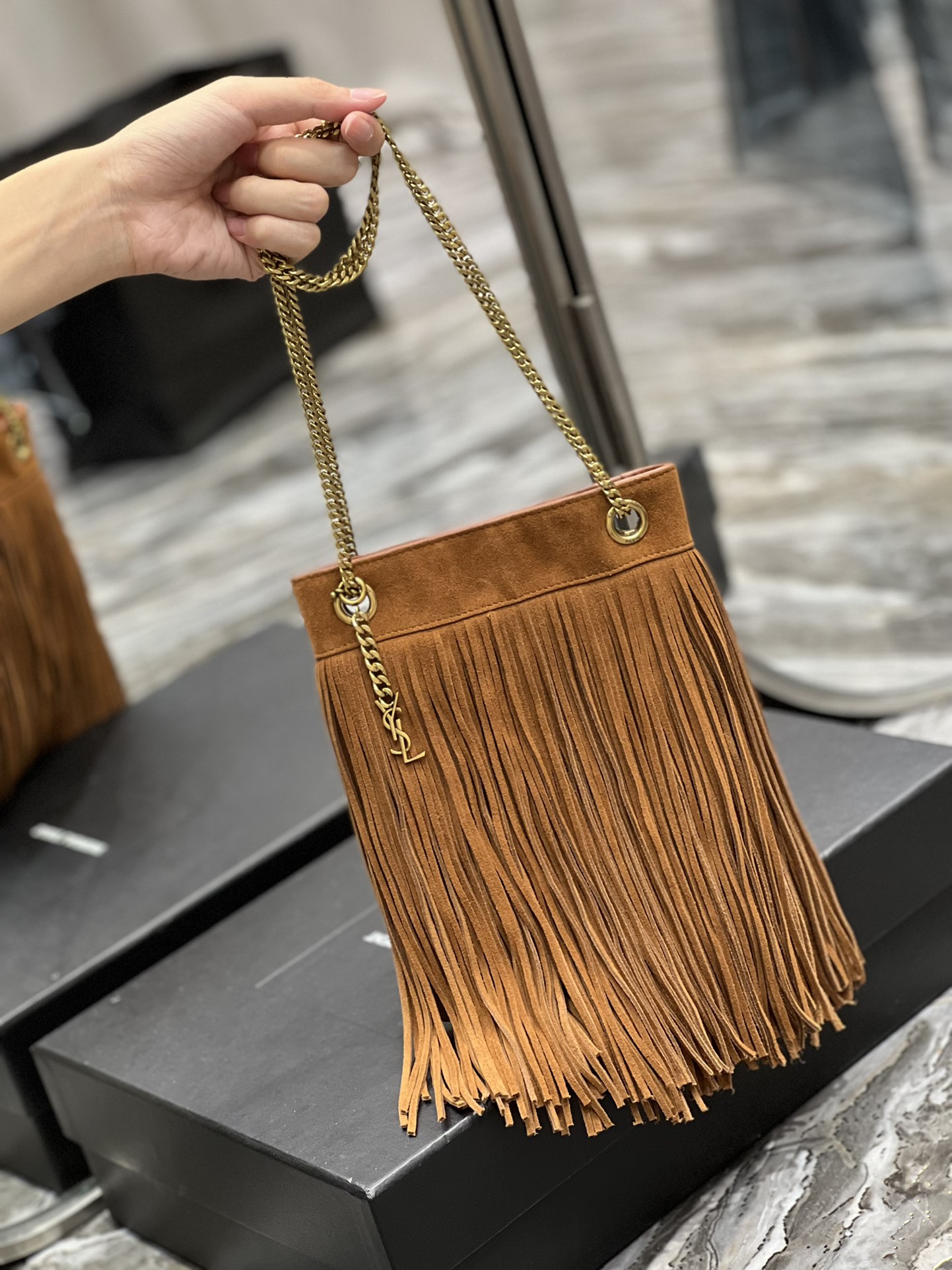 Saint Laurent Grace Ladies Tassel Brown For Women, Women’s Bags 8.3in/21cm YSL