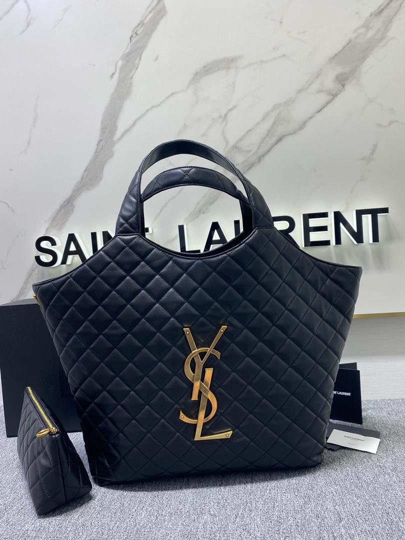 Saint Laurent Icare Maxi Shopping Bag For Women 16.9in/43cm Black YSL