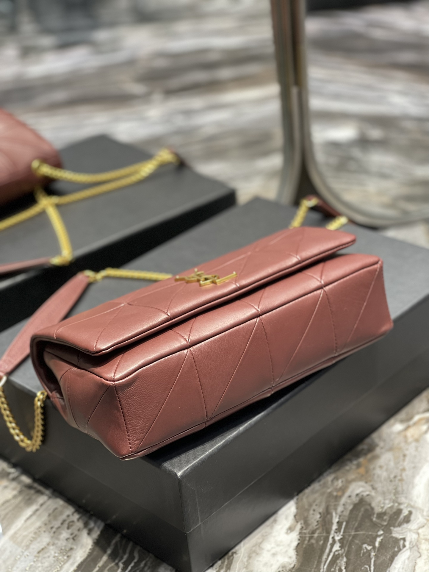 Saint Laurent Jamie Medium Chain Bag Red-Purple For Women, Women’s Bags 9.8in/25cm YSL