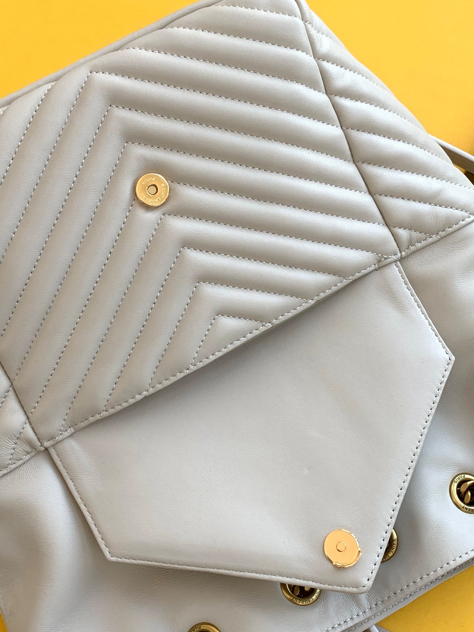 Saint Laurent Joe Backpack In Monogram With Bronze-Toned Hardware White For Women 11.5in/22cm YSL 6726091EL079207