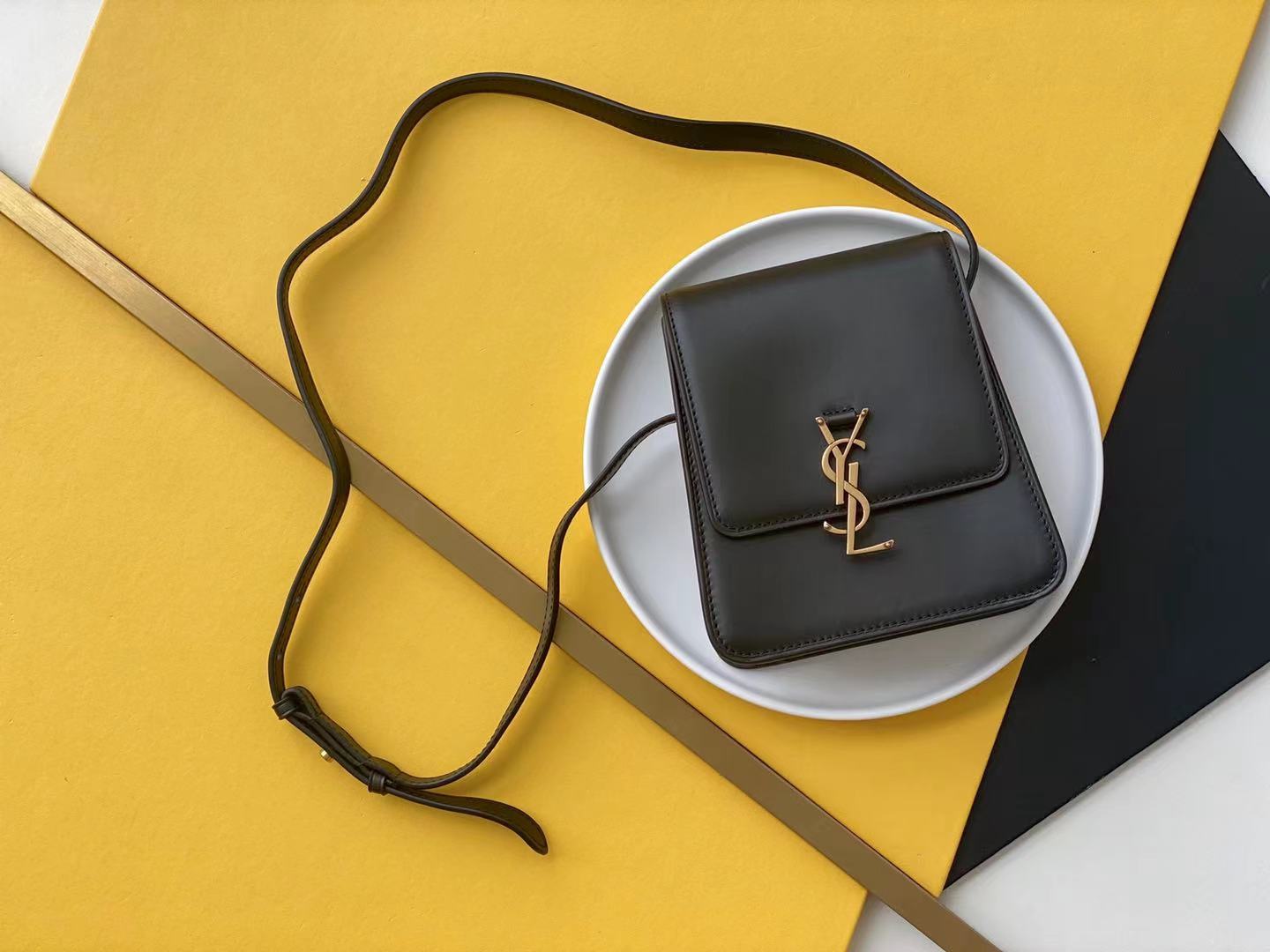 Saint Laurent Kaia North/South Satchel Bag In Vegetable Tanned Black Material With Gold Hardware For Women 6.6in/18cm YSL 668809BWR0W1000
