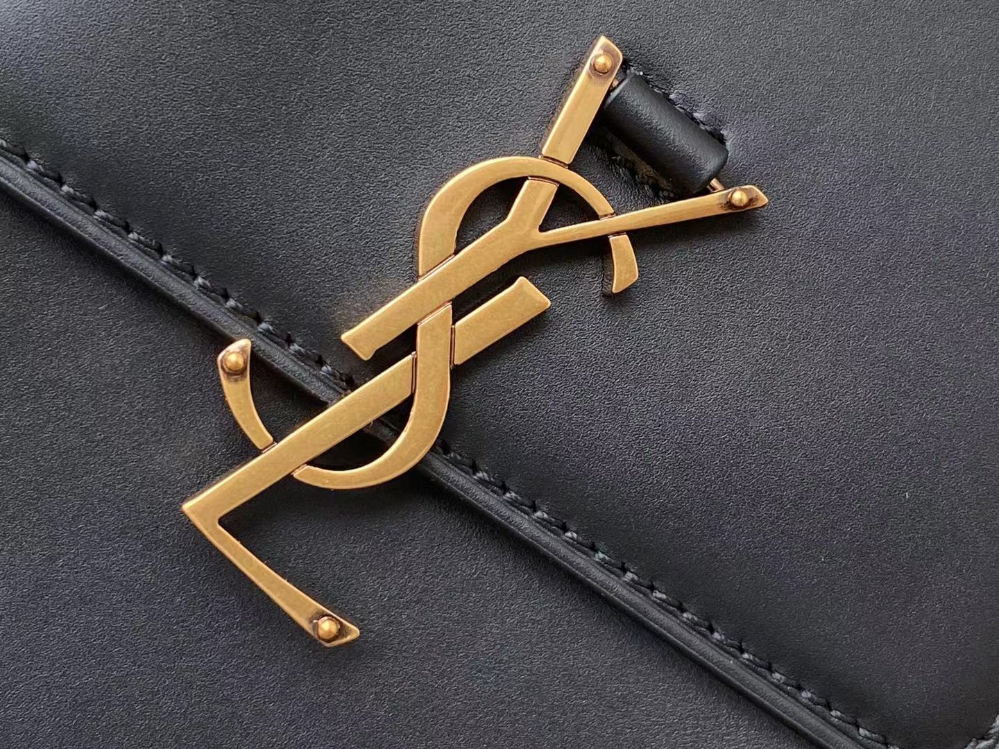 Saint Laurent Kaia North/South Satchel Bag In Vegetable Tanned Black Material With Gold Hardware For Women 6.6in/18cm YSL 668809BWR0W1000