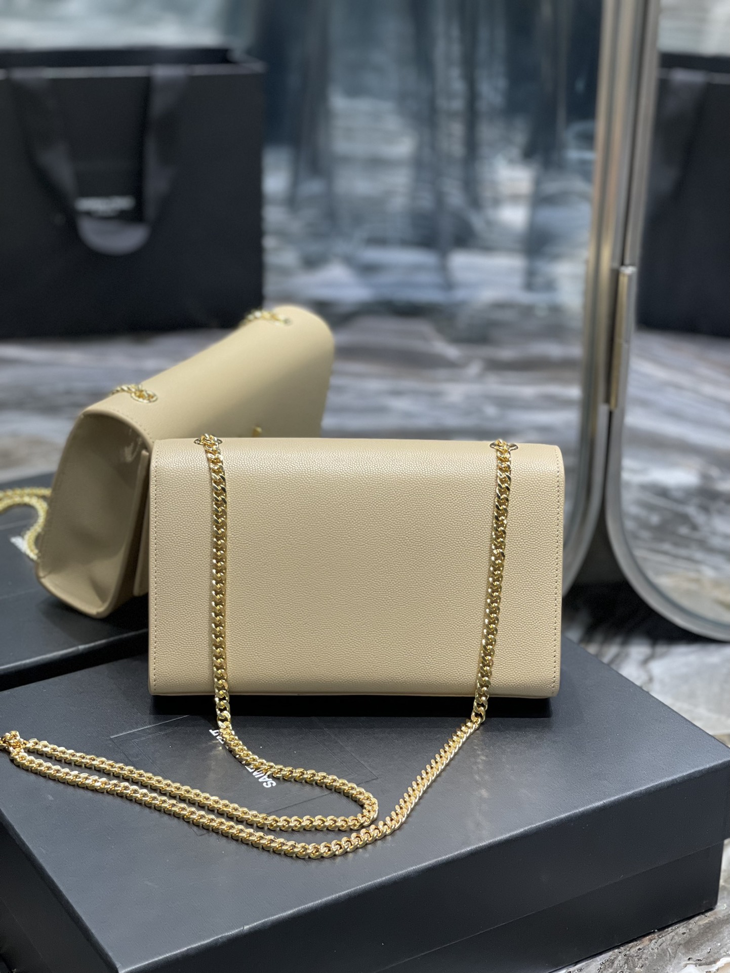 Saint Laurent Kata Medium Chain Bag Beige With Tassel For Women 9.4in/24cm YSL