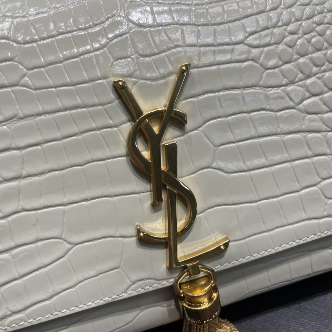 Saint Laurent Kata Medium Chain Bag White Vintage With Tassel For Women 9.4in/24cm