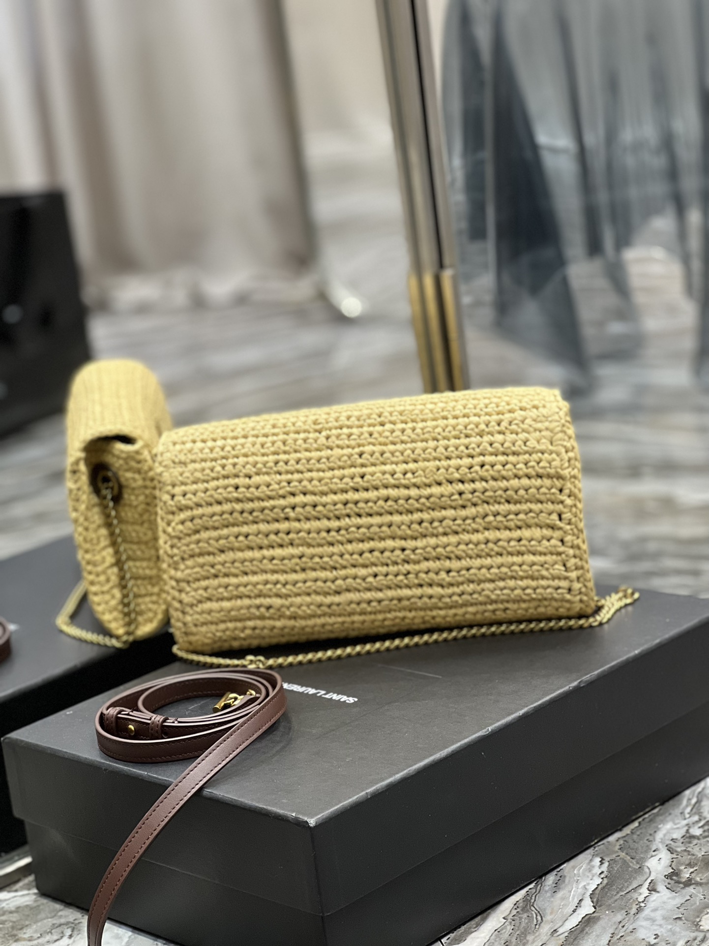Saint Laurent Kate 99 Chain Bag With Tassel Beige For Women, Women’s Bags 10.2in/26cm YSL