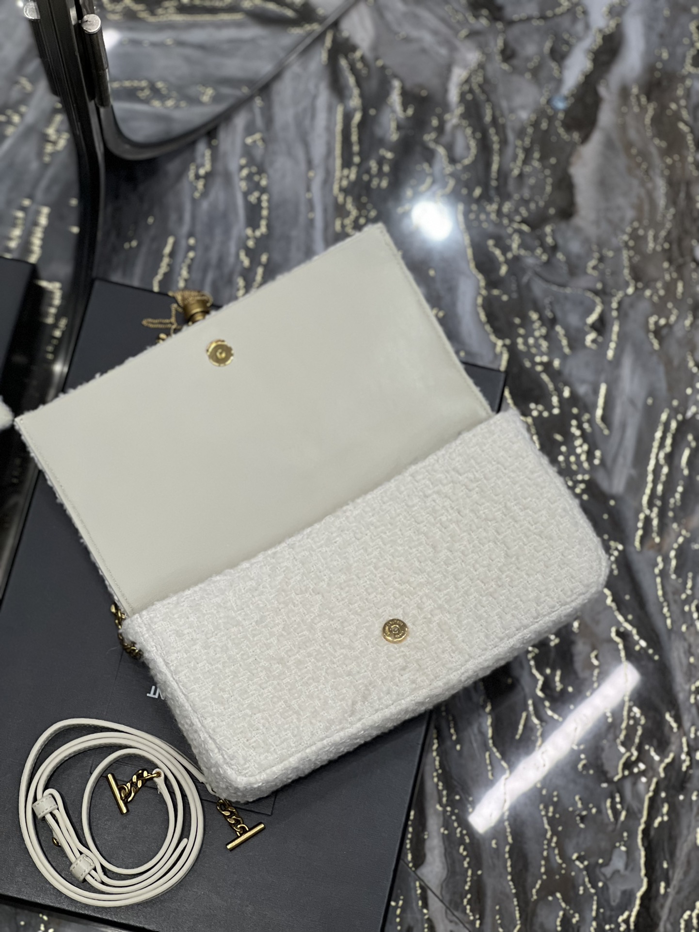Saint Laurent Kate 99 Chain Bag With Tassel White For Women, Women’s Bags 10.2in/26cm YSL
