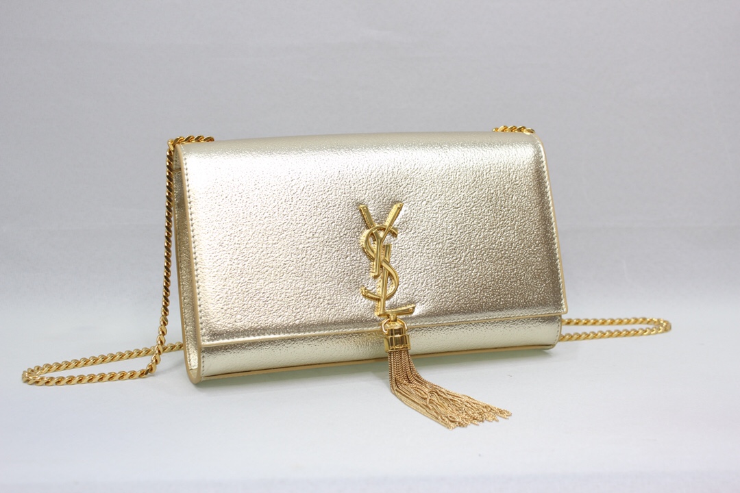 Saint Laurent Kate Chain Wallet With Tassel Yellow Copper For Women 10.2in/26cm YSL