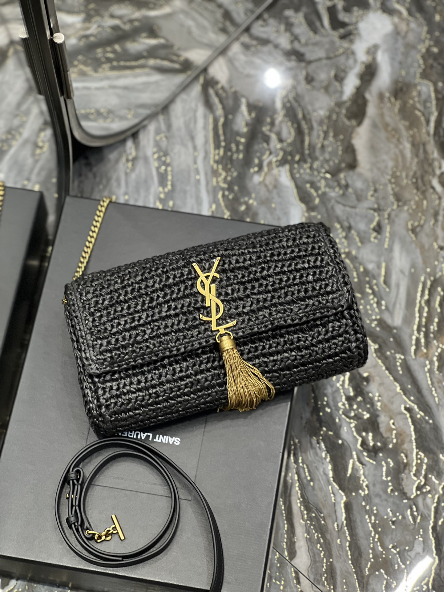 Saint Laurent Kate Medium Chain Bag Black For Women 10.2in/26cm YSL