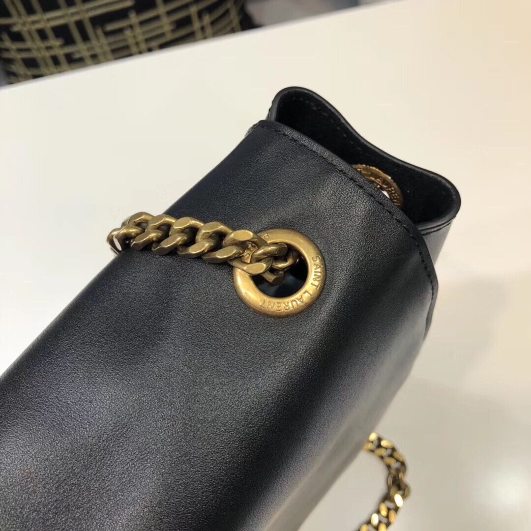 Saint Laurent Kate Medium Chain Bag In Grain De Poudre Black For Women 9.4in/24cm YSL 364021BOW0J1000