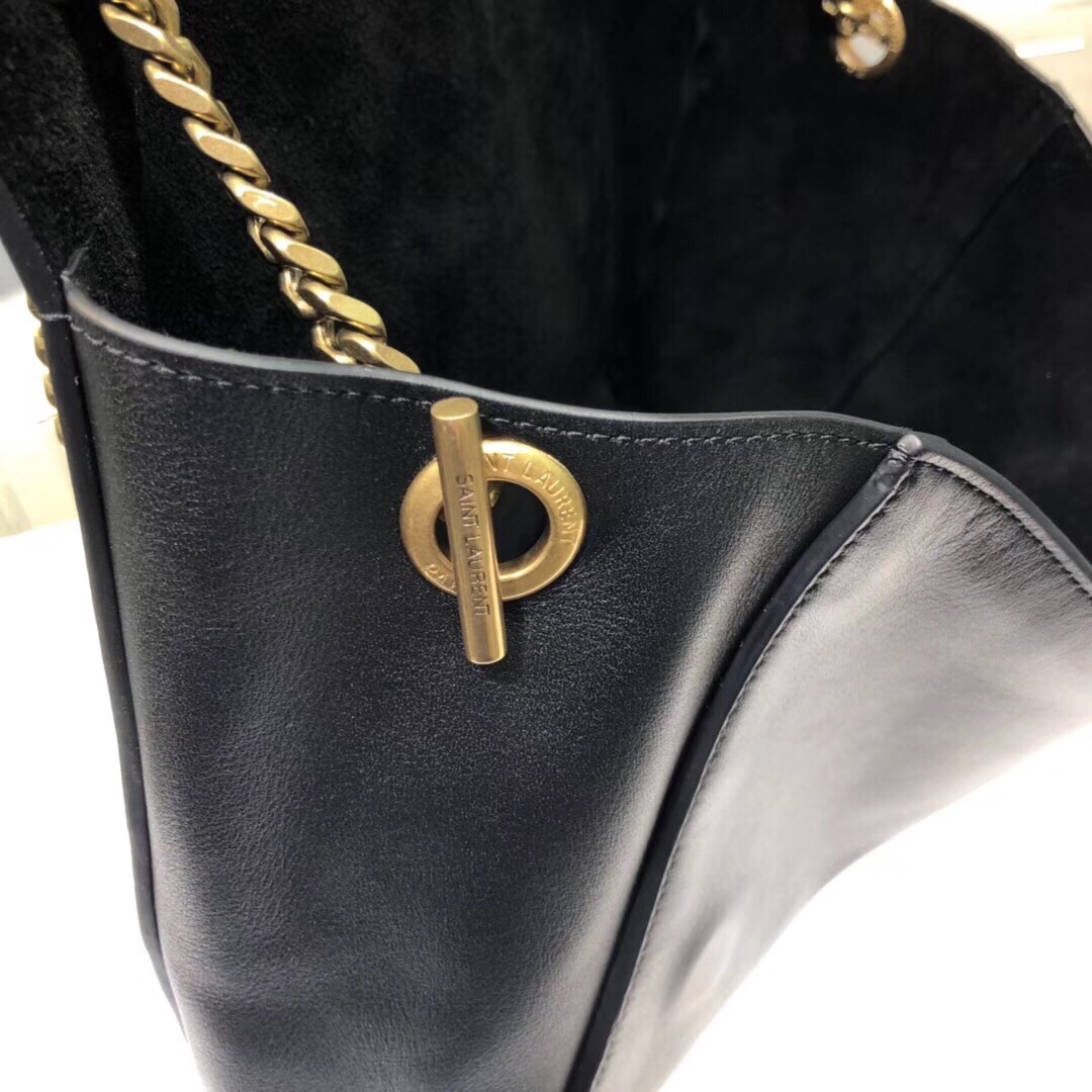 Saint Laurent Kate Medium Chain Bag In Grain De Poudre Black For Women 9.4in/24cm YSL 364021BOW0J1000