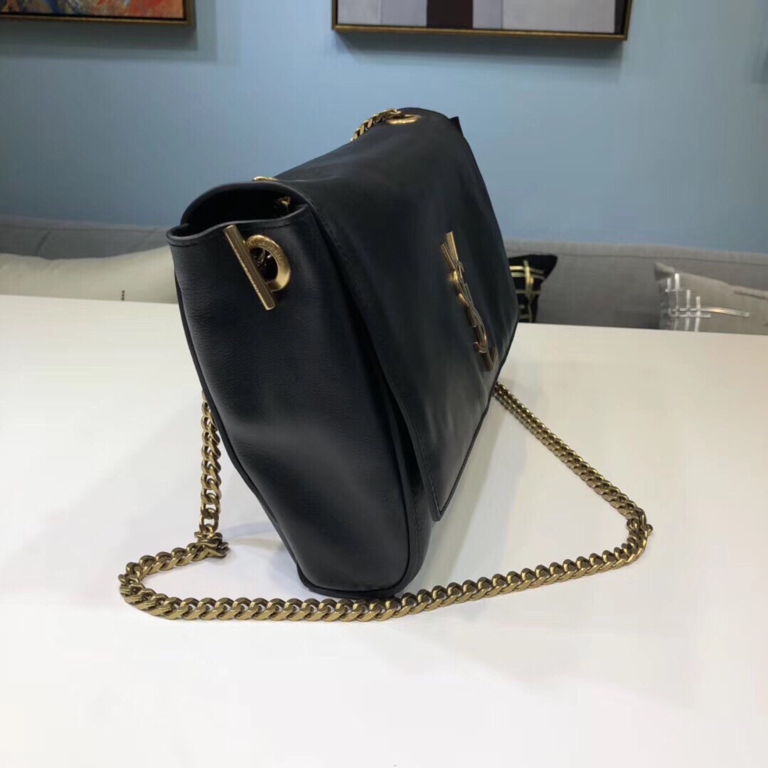 Saint Laurent Kate Medium Chain Bag In Grain De Poudre Black For Women 9.4in/24cm YSL 364021BOW0J1000
