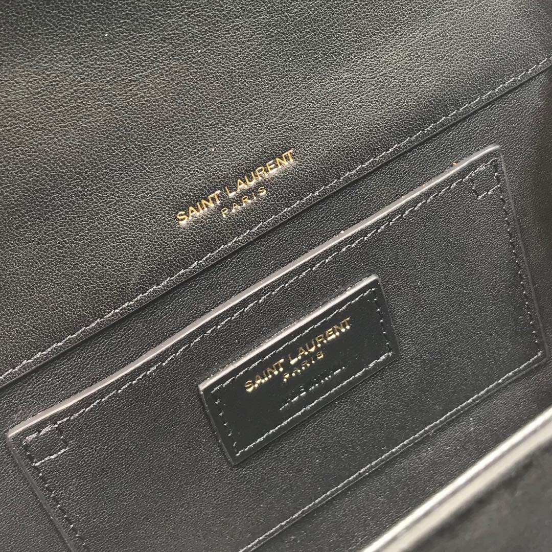 Saint Laurent Kate Small Chain Bag In Grain De Poudre Black For Women 7.8in/20cm YSL