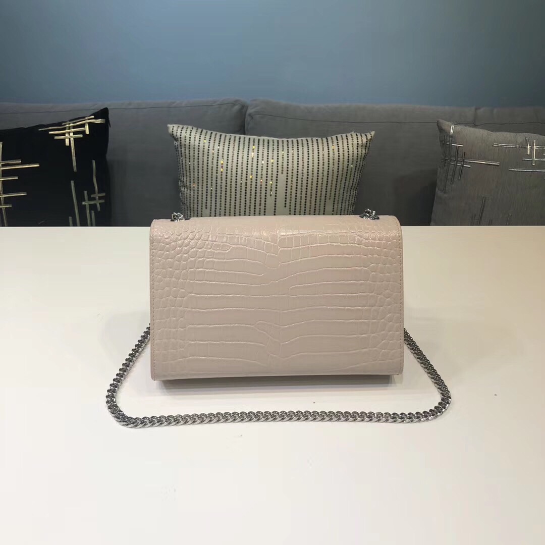 Saint Laurent Kate Small Chain Bag With Tassel In Embossed Beige For Women 7.8in/20cm YSL 