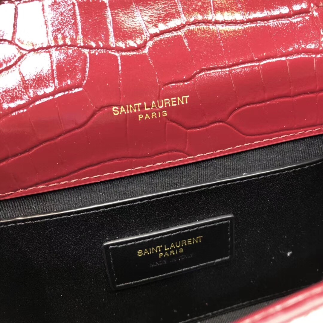 Saint Laurent Kate Small Chain Bag With Tassel In Embossed Burgundy For Women 7.8in/20cm YSL 