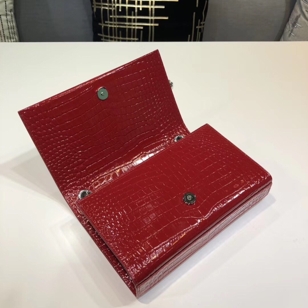 Saint Laurent Kate Small Chain Bag With Tassel In Embossed Burgundy For Women 7.8in/20cm YSL 